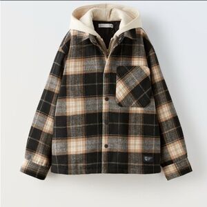 Zara Kids Plaid Jacket - Black, Gray, Tan